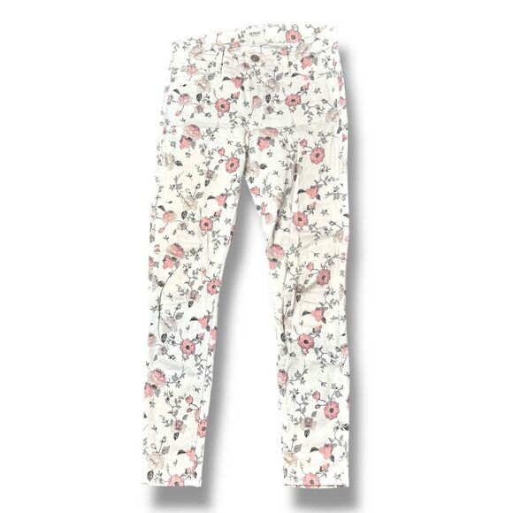 Hudson London Nico Midrise SPR Ankle Skinny Jeans in White Floral Women’s Siz 26 - Picture 3 of 8